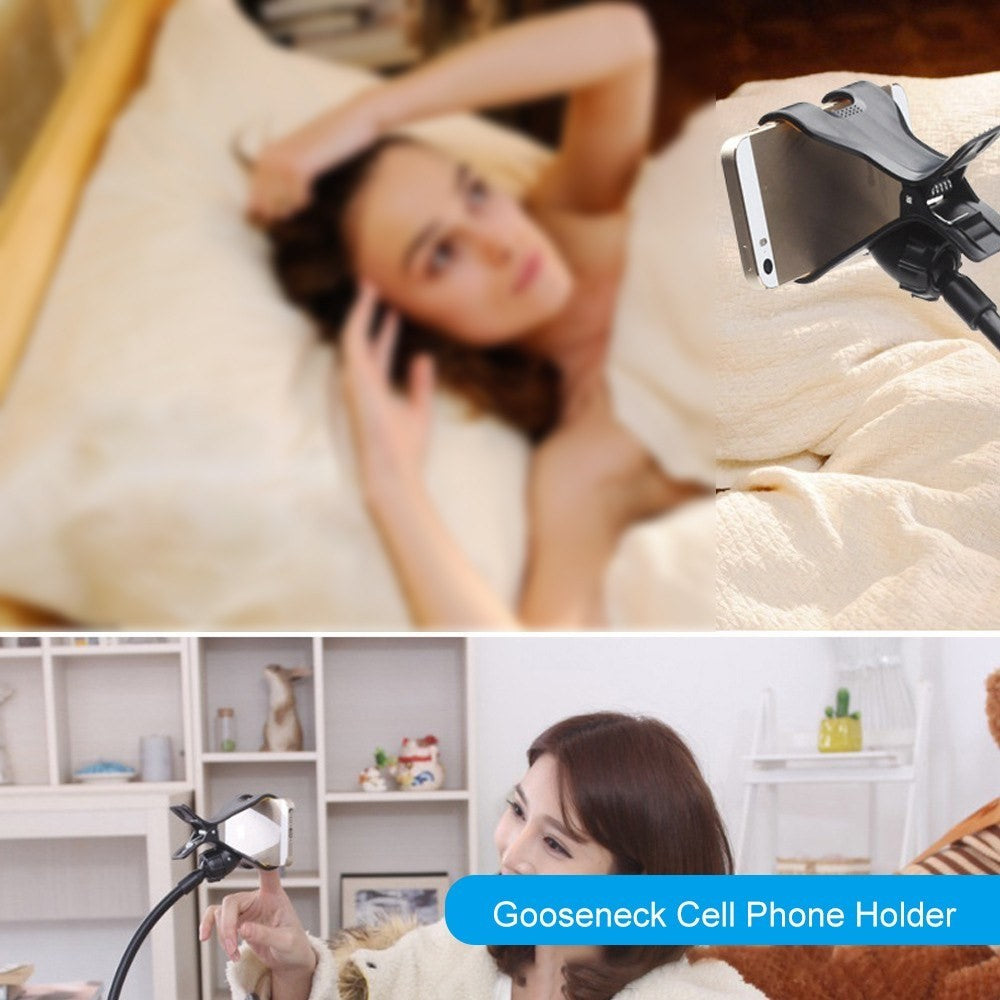 Lazy Phone Holder Cell Phones Clip Stand Handsfree Gooseneck Rotating Mount for Up to 6.3 Inches Devices