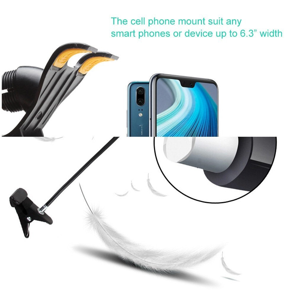 Lazy Phone Holder Cell Phones Clip Stand Handsfree Gooseneck Rotating Mount for Up to 6.3 Inches Devices