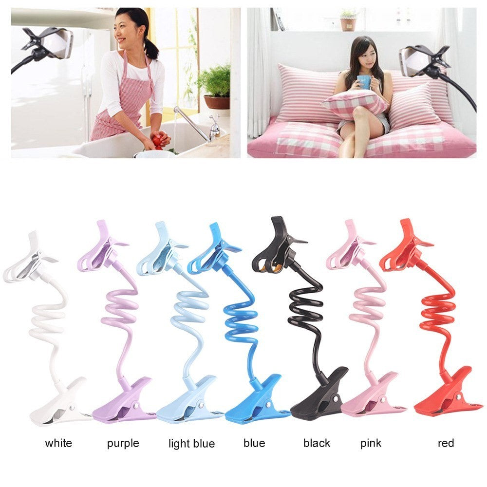 Lazy Phone Holder Cell Phones Clip Stand Handsfree Gooseneck Rotating Mount for Up to 6.3 Inches Devices