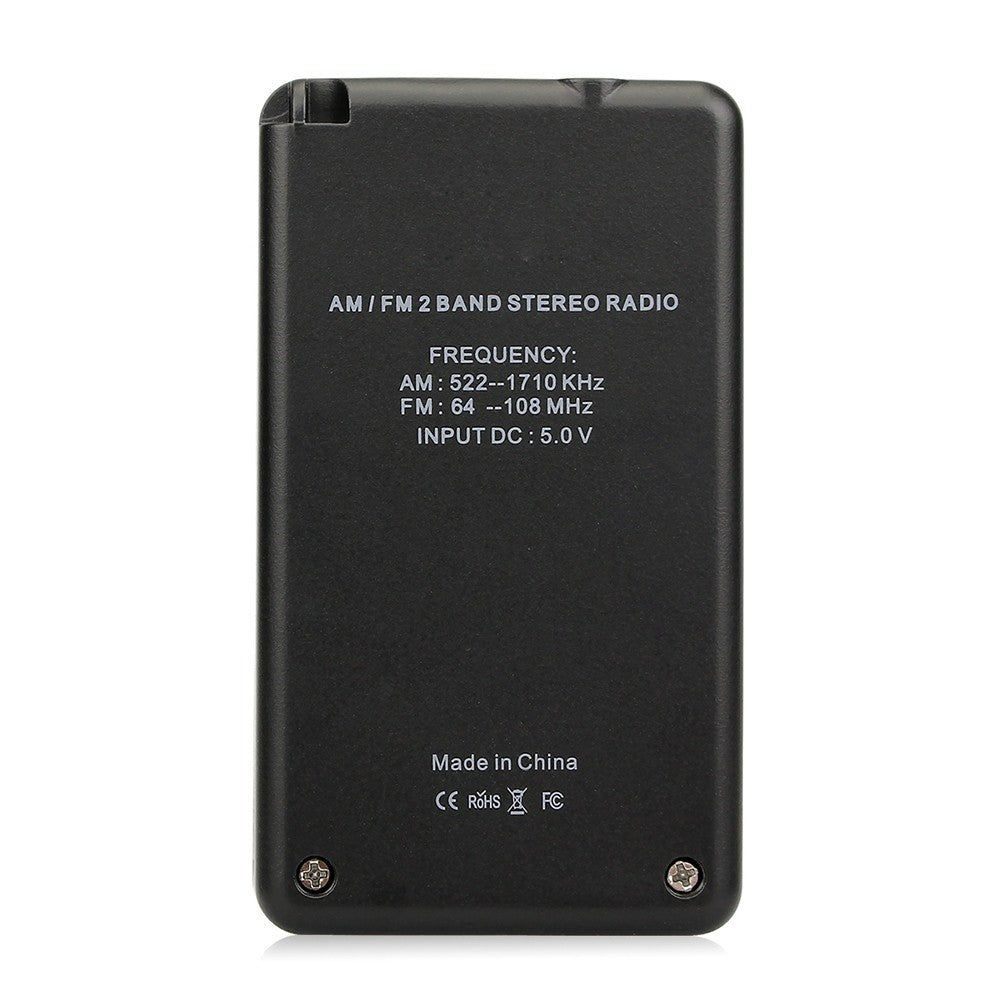 HanRongDa HRD-103 bærbar AM FM-digitalradio, genopladelig LCD-skærm, 2-bånds stereomodtager, lommradio med høretelefoner og snor