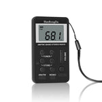 HanRongDa HRD-103 bærbar AM FM-digitalradio, genopladelig LCD-skærm, 2-bånds stereomodtager, lommradio med høretelefoner og snor