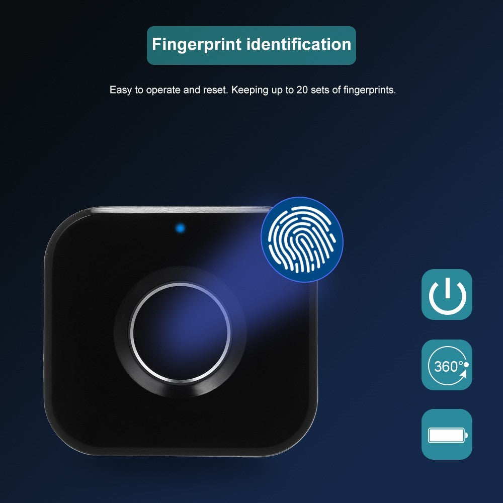 Smart nyckellöst fingeravtryckslås för skåp, biometriskt elektriskt lås, bärbart fingeravtryckslådlås för kontorslådor, arkivskåp, svart