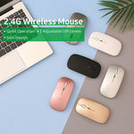 Wireless Slim Mouse Less Noise Adjustable Rechargeable Mouse for Laptop Computer