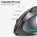 2.4G Wireless Vertical Mouse Rechargeable Mouse with 3 Adjustable DPI Levels and Auto Sleep
