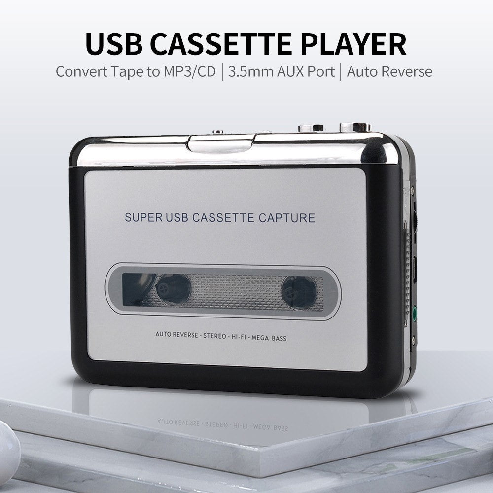 USB kassetteafspiller bærbar båndafspiller optager MP3-/CD-lydmusik via USB til bærbar PC og Mac