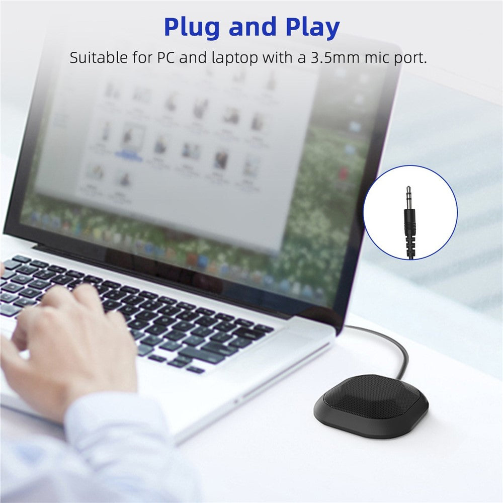 Portable Conference Microphone 360° Omnidirectional Condenser Computer PC Small Microphone with Touch Mute for PC Laptop Video Conference Chatting Gaming Recording Online Class Skype