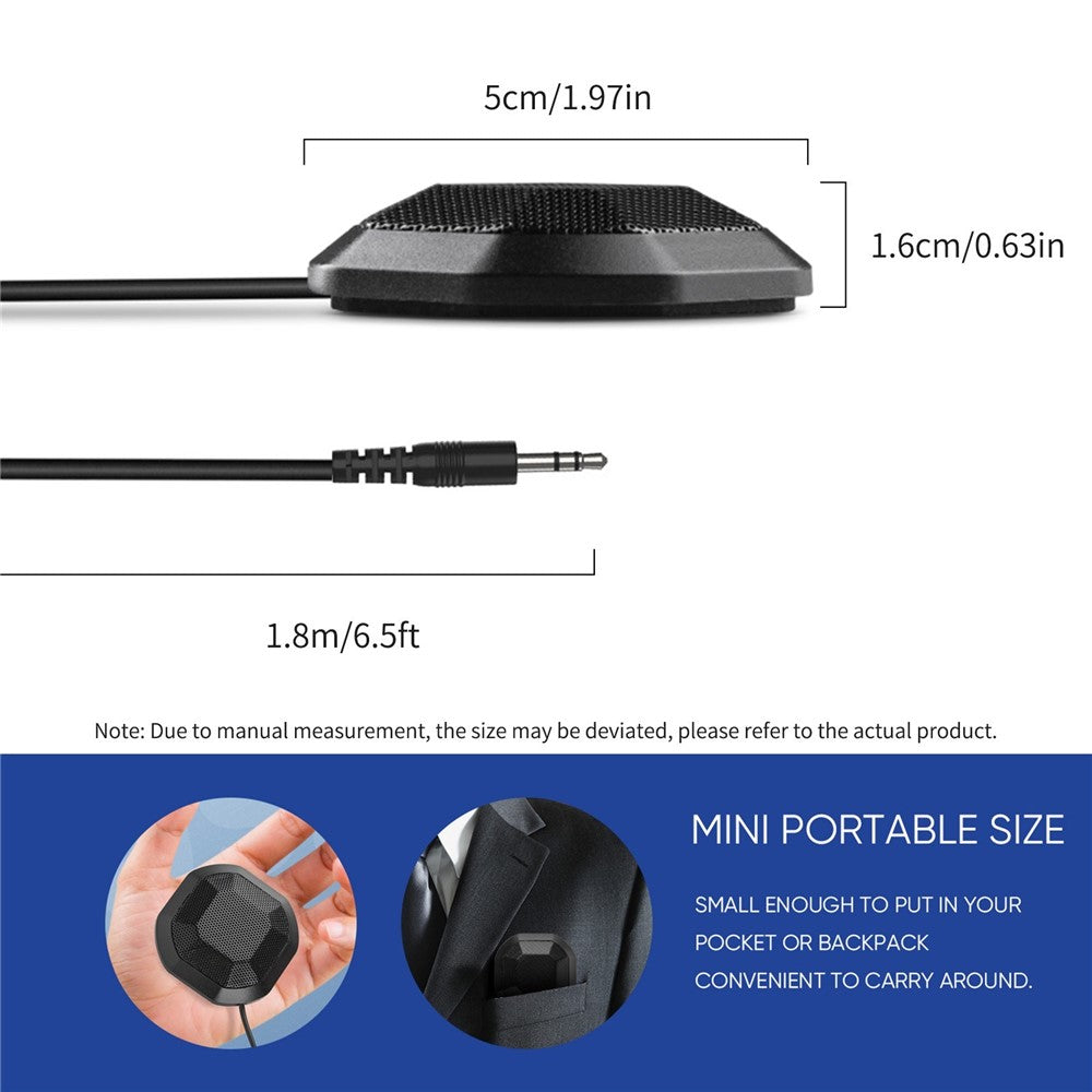 Portable Conference Microphone 360° Omnidirectional Condenser Computer PC Small Microphone with Touch Mute for PC Laptop Video Conference Chatting Gaming Recording Online Class Skype