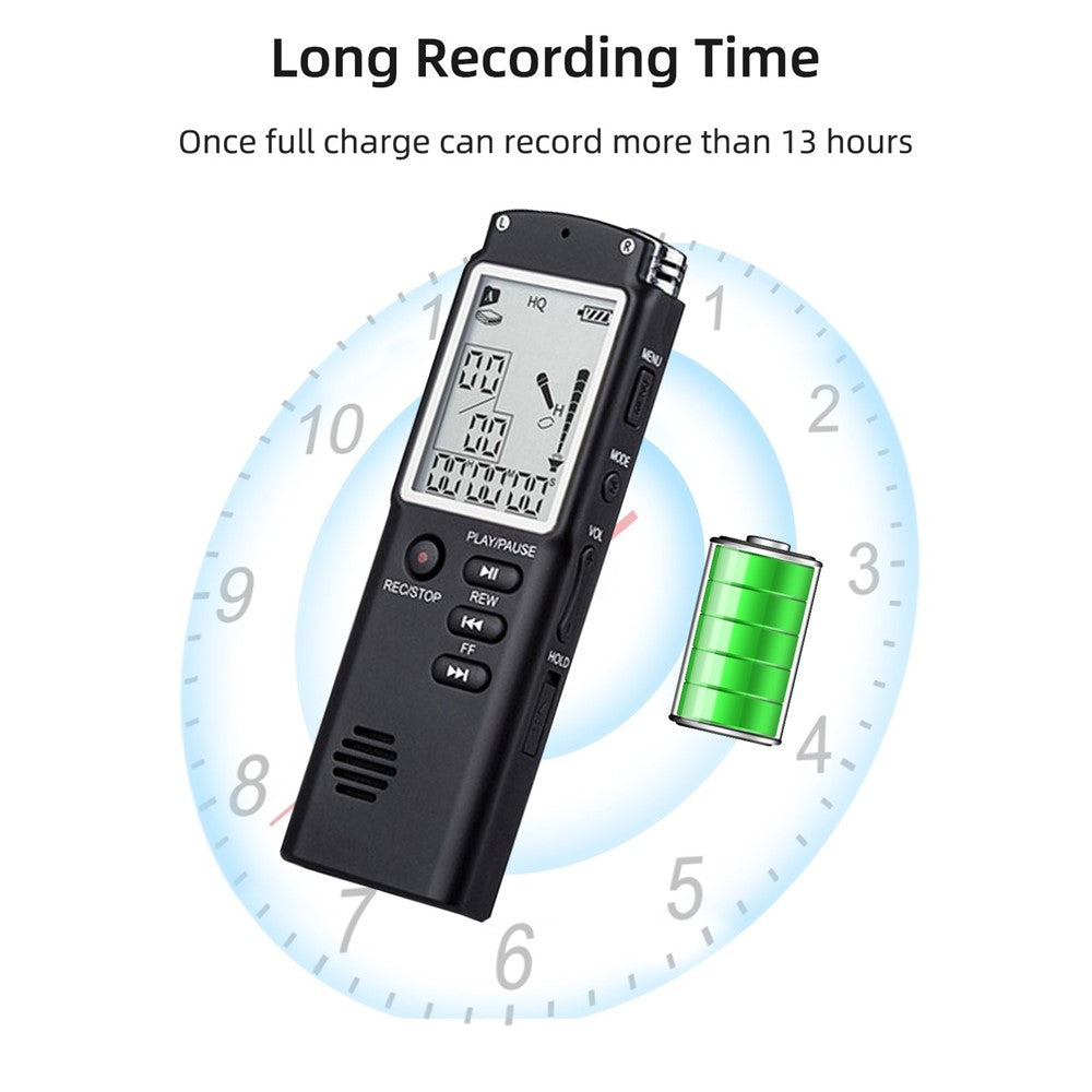 T60 32 GB støjreducerende digital stemmeaktiveret stemmeoptager, MP3-afspiller, 1536 kbps HD-optagelse, dobbelt kondensatormikrofon med WAV- og MP3-afspiller til mobiloptagelse af møder, forelæsninger, interviews og undervisning