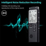 T60 32 GB støjreducerende digital stemmeaktiveret stemmeoptager, MP3-afspiller, 1536 kbps HD-optagelse, dobbelt kondensatormikrofon med WAV- og MP3-afspiller til mobiloptagelse af møder, forelæsninger, interviews og undervisning