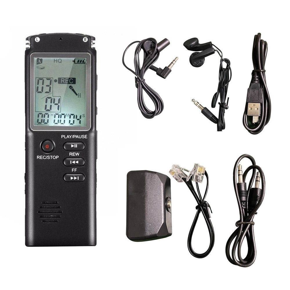 T60 32 GB støjreducerende digital stemmeaktiveret stemmeoptager, MP3-afspiller, 1536 kbps HD-optagelse, dobbelt kondensatormikrofon med WAV- og MP3-afspiller til mobiloptagelse af møder, forelæsninger, interviews og undervisning