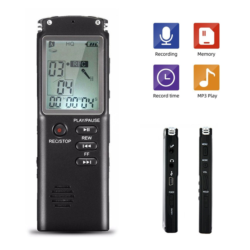 T60 32 GB støjreducerende digital stemmeaktiveret stemmeoptager, MP3-afspiller, 1536 kbps HD-optagelse, dobbelt kondensatormikrofon med WAV- og MP3-afspiller til mobiloptagelse af møder, forelæsninger, interviews og undervisning