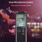 T60 32 GB støjreducerende digital stemmeaktiveret stemmeoptager, MP3-afspiller, 1536 kbps HD-optagelse, dobbelt kondensatormikrofon med WAV- og MP3-afspiller til mobiloptagelse af møder, forelæsninger, interviews og undervisning