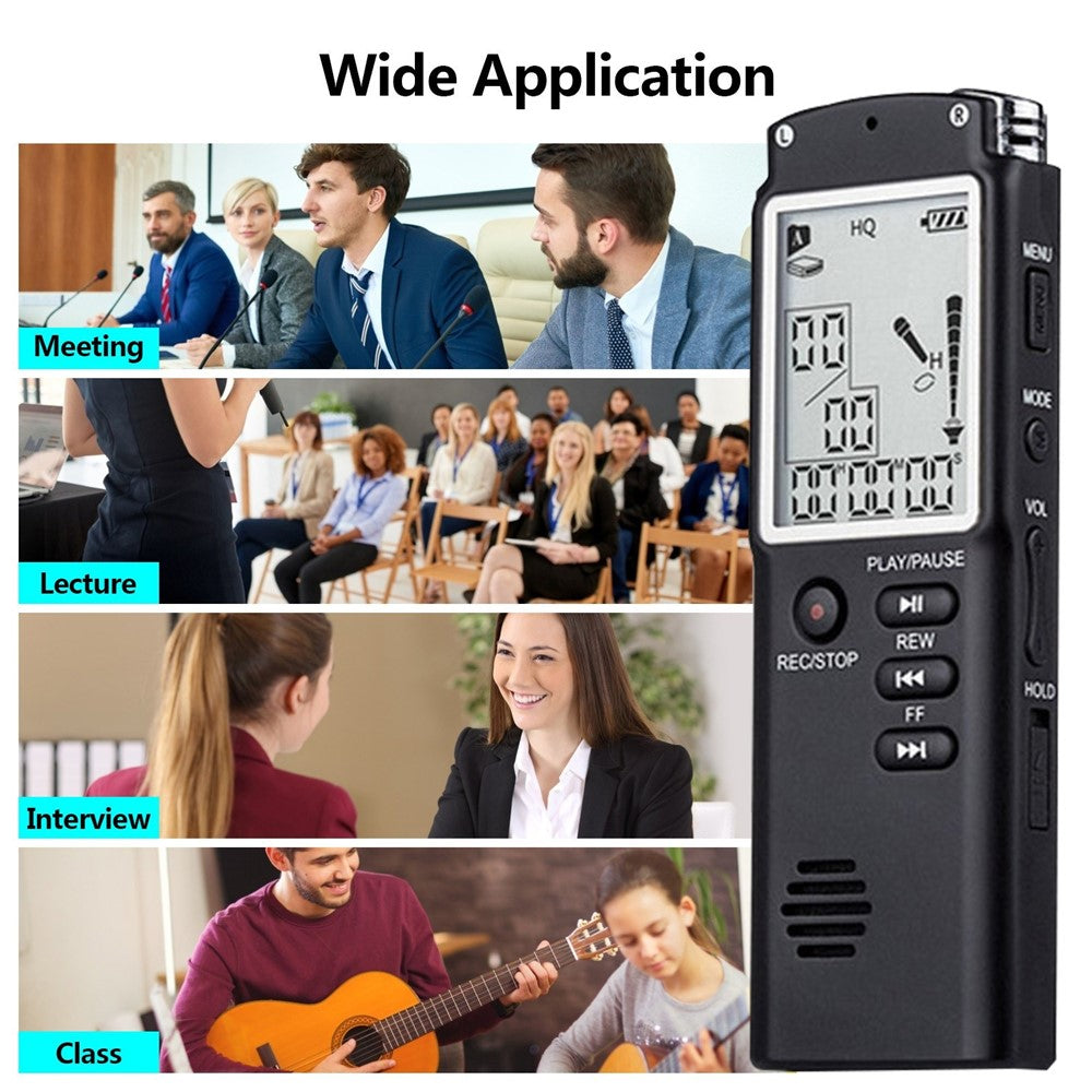 T60 32 GB støjreducerende digital stemmeaktiveret stemmeoptager, MP3-afspiller, 1536 kbps HD-optagelse, dobbelt kondensatormikrofon med WAV- og MP3-afspiller til mobiloptagelse af møder, forelæsninger, interviews og undervisning