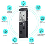 T60 32 GB støjreducerende digital stemmeaktiveret stemmeoptager, MP3-afspiller, 1536 kbps HD-optagelse, dobbelt kondensatormikrofon med WAV- og MP3-afspiller til mobiloptagelse af møder, forelæsninger, interviews og undervisning