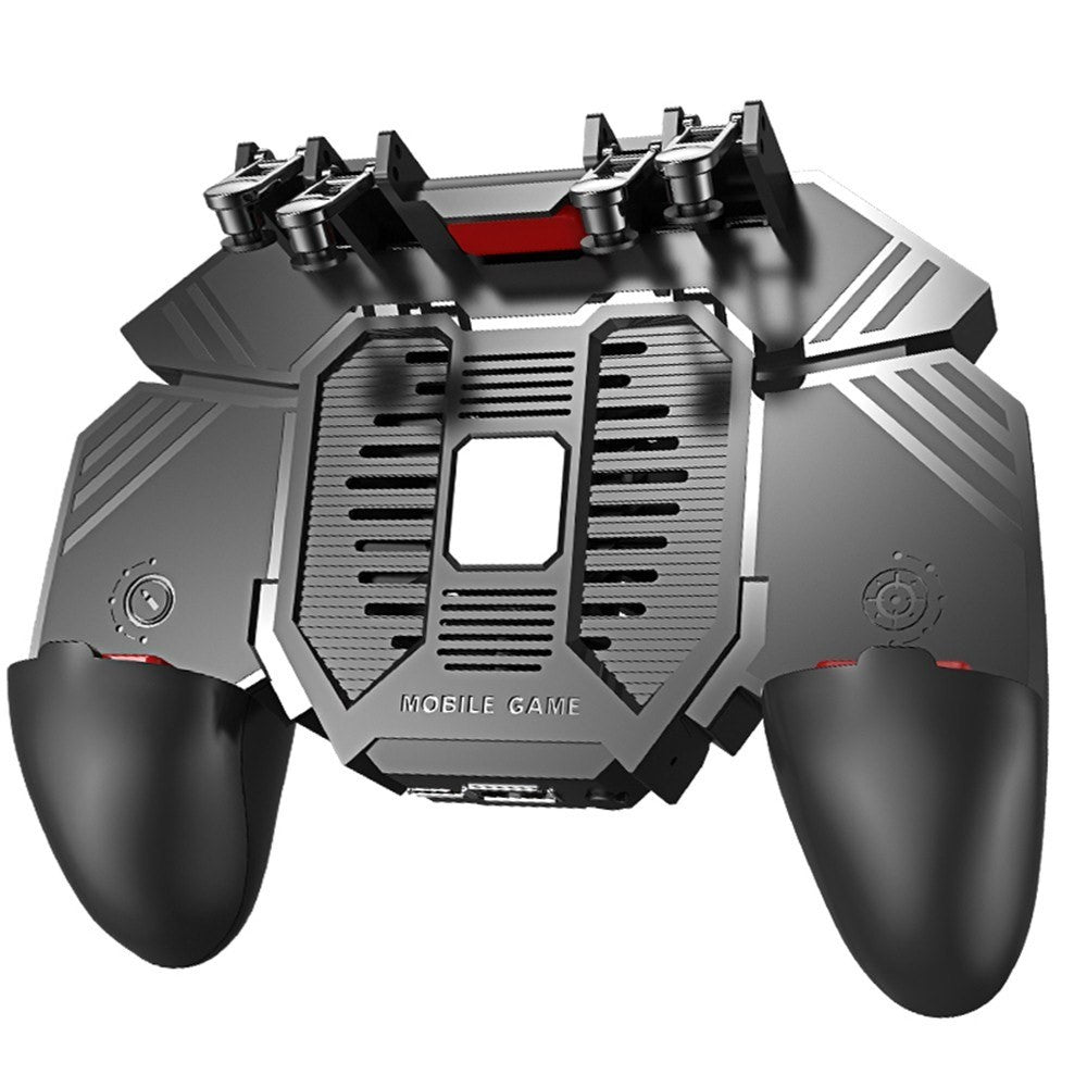 AK77 Mobile Game Controller PUBG Game Controller Gamepad with 6-Finger Gaming Trigger and Cooling Fan