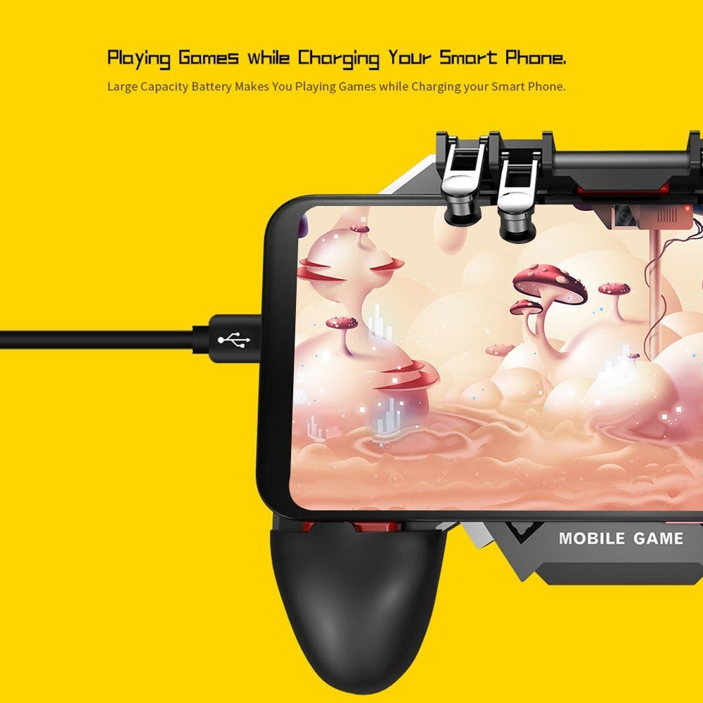 AK77 Mobile Game Controller PUBG Game Controller Gamepad with 6-Finger Gaming Trigger and Cooling Fan