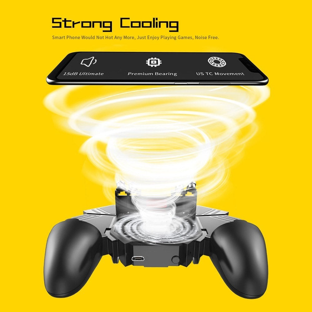 AK77 Mobile Game Controller PUBG Game Controller Gamepad with 6-Finger Gaming Trigger and Cooling Fan