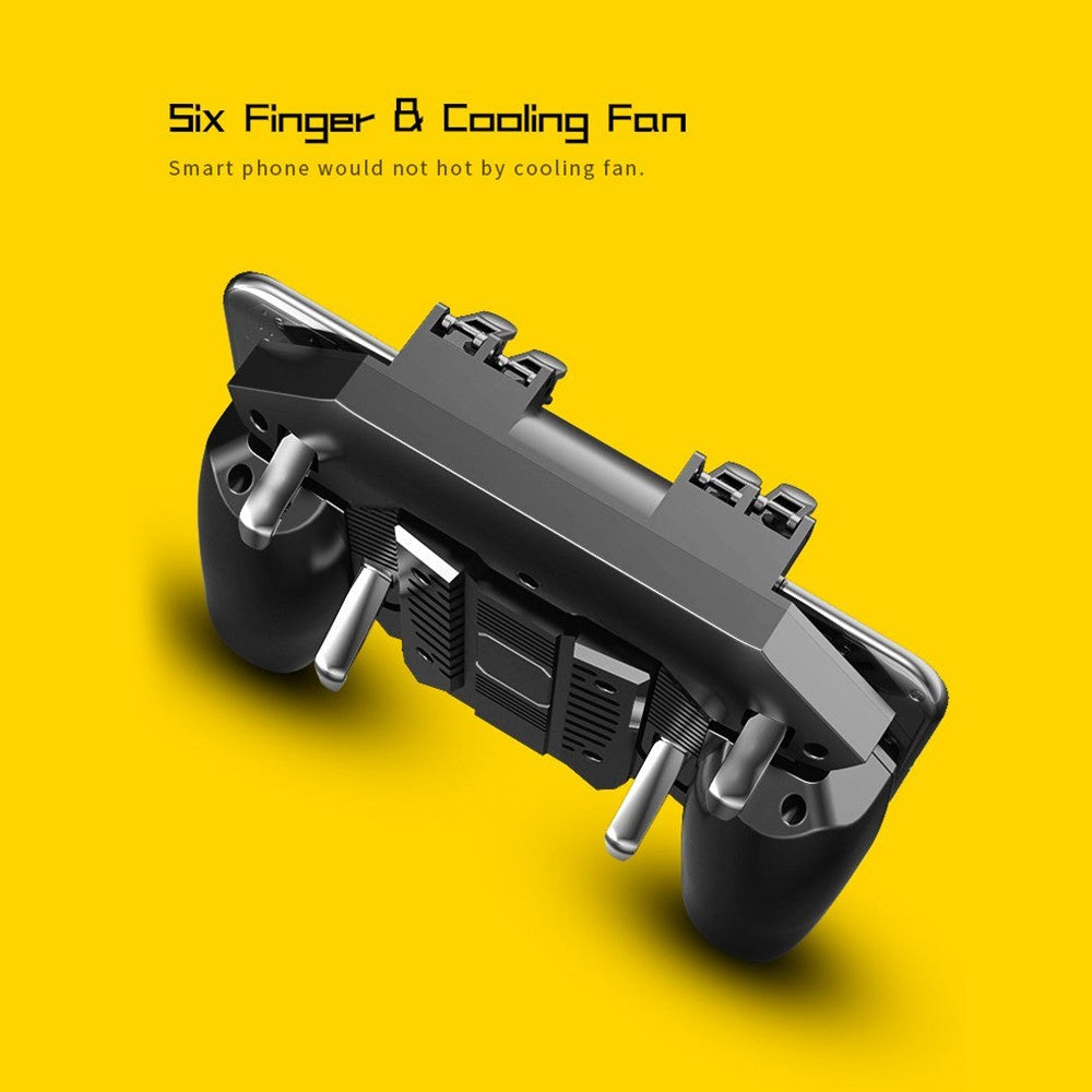 AK77 Mobile Game Controller PUBG Game Controller Gamepad with 6-Finger Gaming Trigger and Cooling Fan