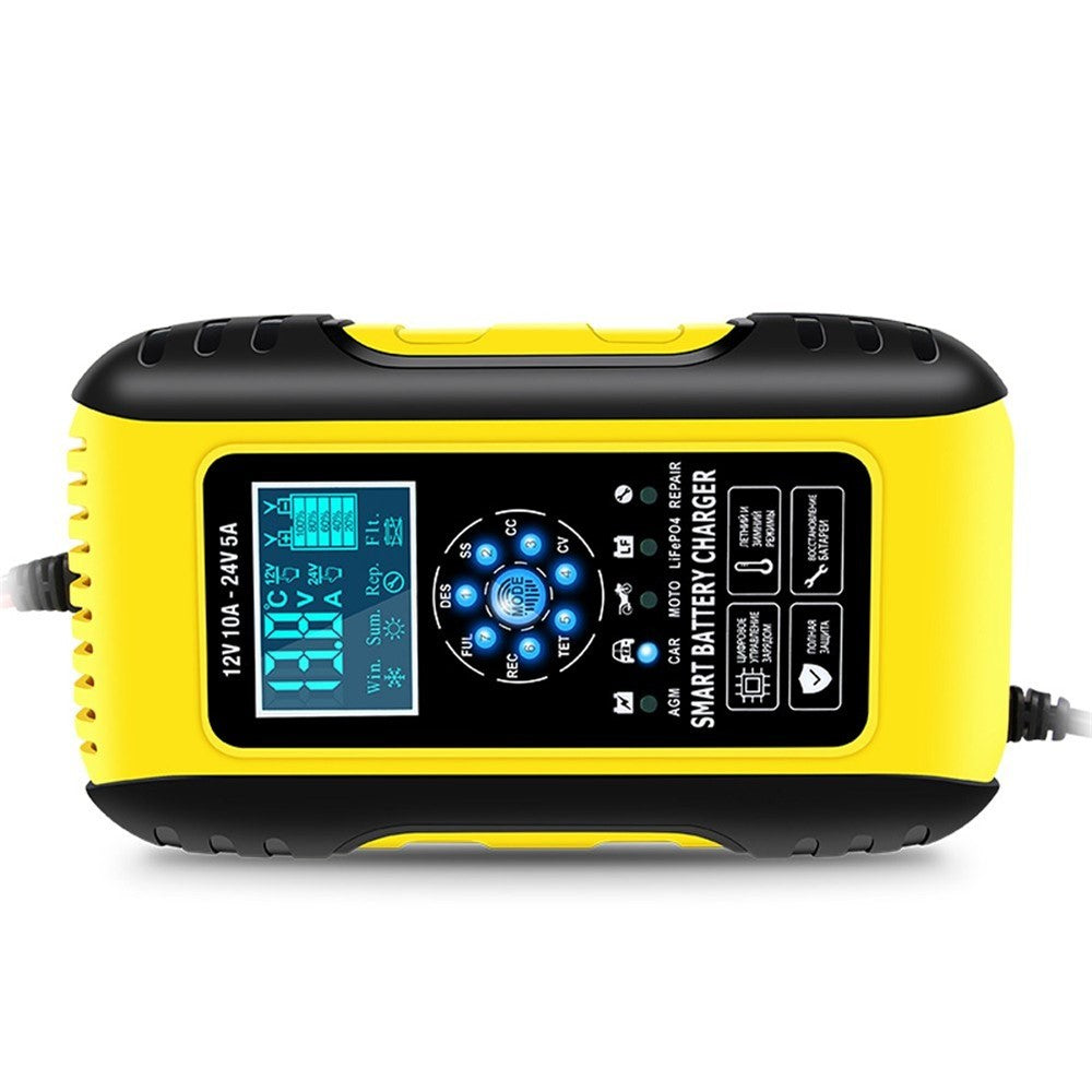 Helautomatisk smart laddare 12V/10A 24V/5A batterihållare batteriavsulfatator för bil lastbil motorcykel gräsklippare båt