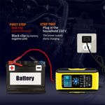 Helautomatisk smart laddare 12V/10A 24V/5A batterihållare batteriavsulfatator för bil lastbil motorcykel gräsklippare båt