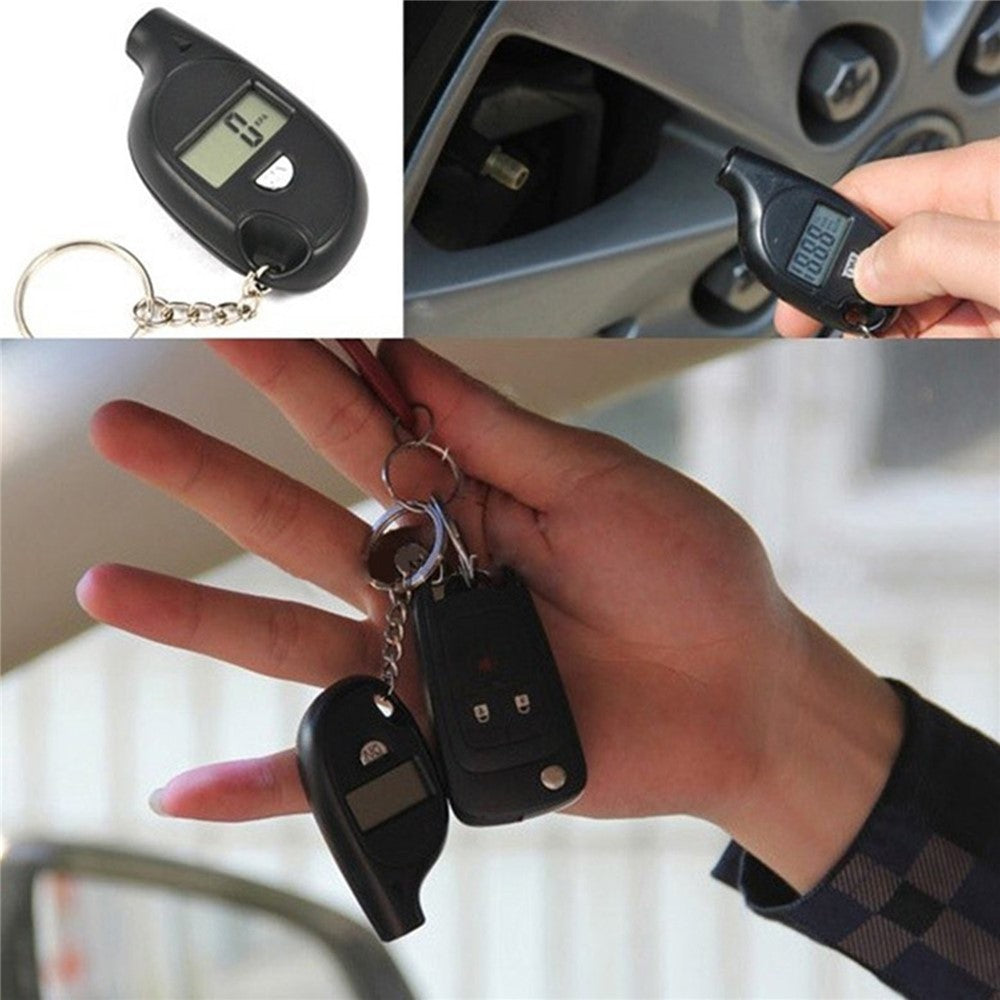 Portable Digital Display Car Tire Air Pressure Gauge Mini Tire Pressure Tester Measuring Tool with Keychain