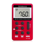 RETEKESS V-112 Bärbar AM/FM Stereoradio Fickradio 2 Band Digital Tuning Radio Minimottagare Utomhusradio med Hörlursrem LCD-skärm