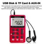 RETEKESS V-112 Bärbar AM/FM Stereoradio Fickradio 2 Band Digital Tuning Radio Minimottagare Utomhusradio med Hörlursrem LCD-skärm