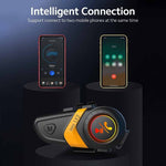 SUPER LX3 Bluetooth-compatible 5.0 Headset Motorcycle Motorbike Helmet Intercom Interphone for Riding Skiing Snowmobile Scooter