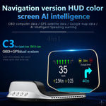 Car HUD Head Up Display Digital OBD2 GPS Interface Smart Speedometer with Over Speed Warning, Mileage Measurement, Time, Direction, Altitude