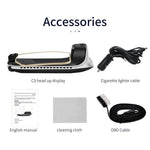 Car HUD Head Up Display Digital OBD2 GPS Interface Smart Speedometer with Over Speed Warning, Mileage Measurement, Time, Direction, Altitude