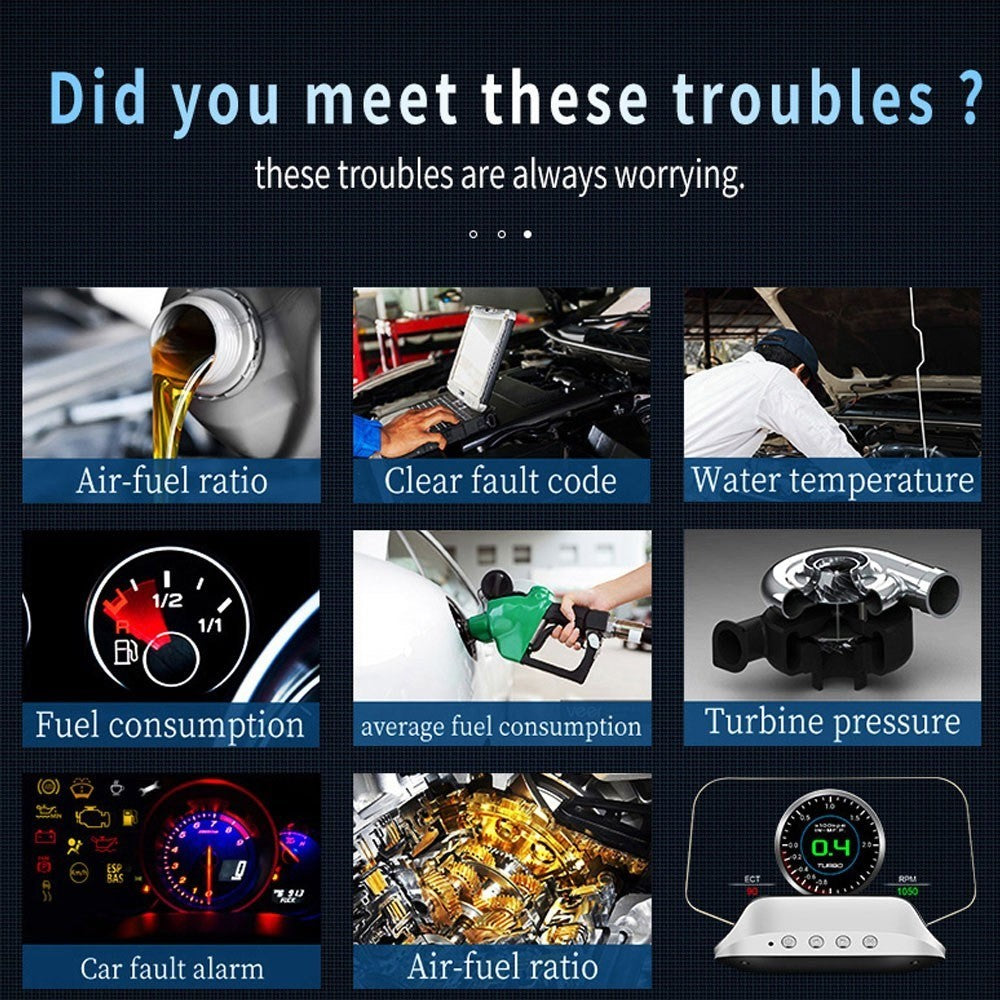 Car HUD Head Up Display Digital OBD2 GPS Interface Smart Speedometer with Over Speed Warning, Mileage Measurement, Time, Direction, Altitude