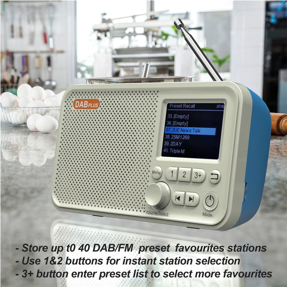 Bærbar radio, digital modtager, AM/FM-stereo, genopladelig, understøtter TF-kort, USB-port, sleep-timer