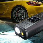Portable Car Air Pump Intelligent Cordless Air Compressor Large-Capacity Battery 140PSI Electric Tire Inflator Power Bank with SOS Emergency Light for Car Motorcycle Bicycle Tires Balls
