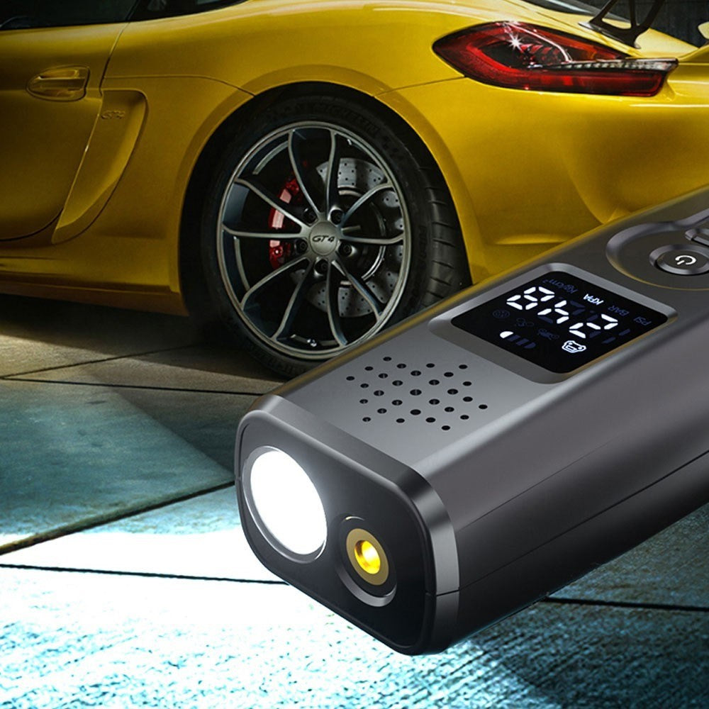 Portable Car Air Pump Intelligent Cordless Air Compressor Large-Capacity Battery 140PSI Electric Tire Inflator Power Bank with SOS Emergency Light for Car Motorcycle Bicycle Tires Balls