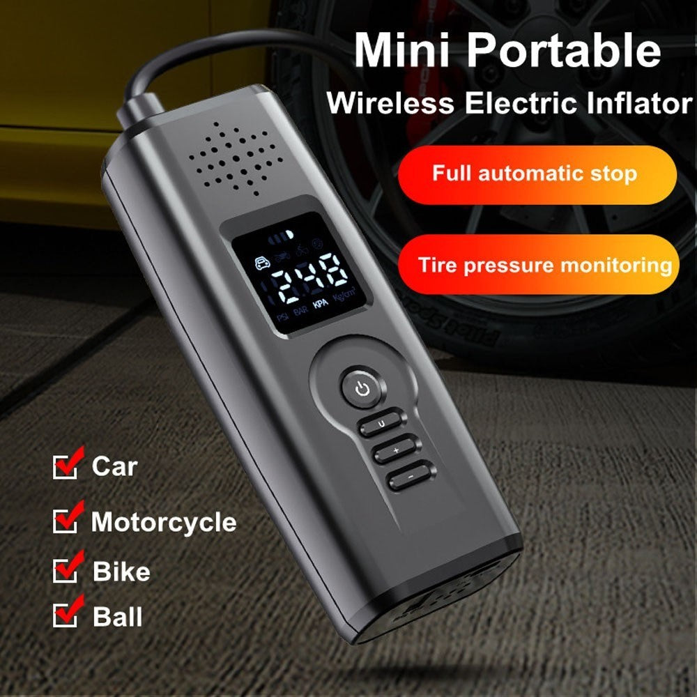 Portable Car Air Pump Intelligent Cordless Air Compressor Large-Capacity Battery 140PSI Electric Tire Inflator Power Bank with SOS Emergency Light for Car Motorcycle Bicycle Tires Balls