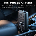 Portable Car Air Pump Intelligent Cordless Air Compressor Large-Capacity Battery 140PSI Electric Tire Inflator Power Bank with SOS Emergency Light for Car Motorcycle Bicycle Tires Balls