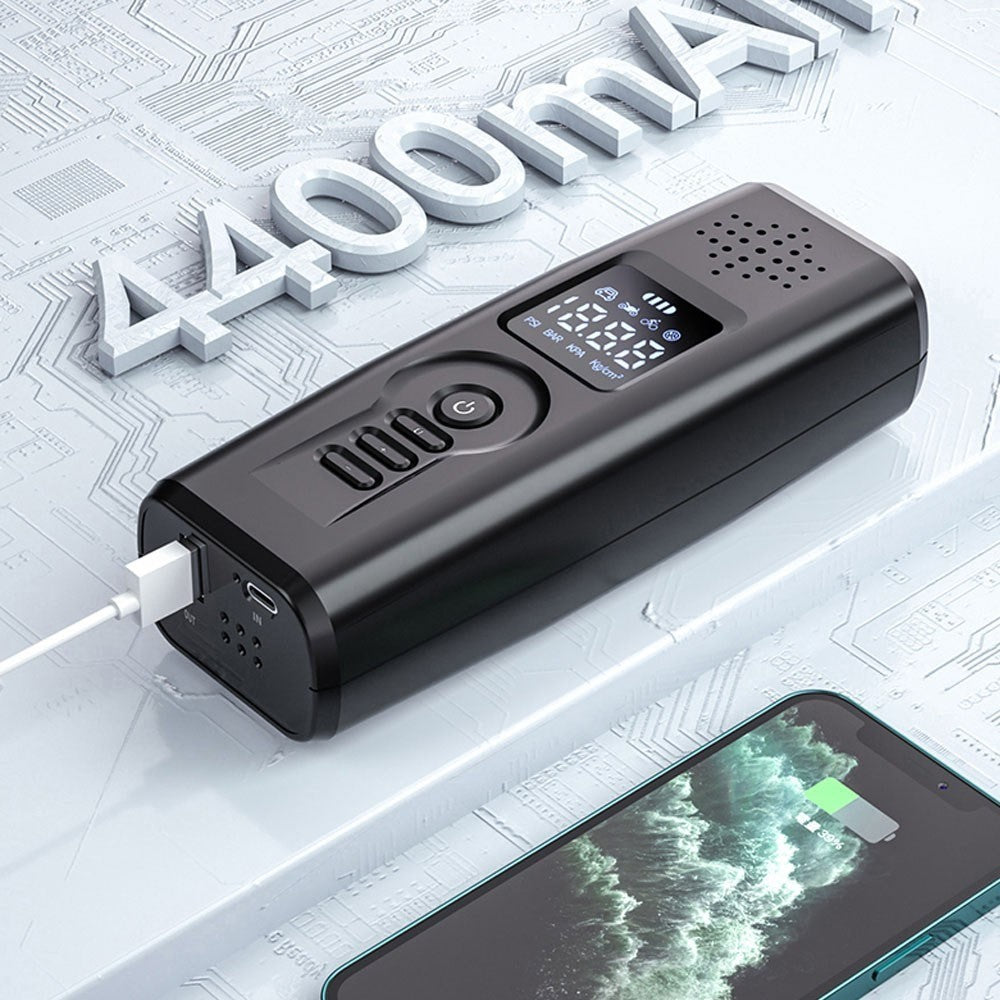 Portable Car Air Pump Intelligent Cordless Air Compressor Large-Capacity Battery 140PSI Electric Tire Inflator Power Bank with SOS Emergency Light for Car Motorcycle Bicycle Tires Balls