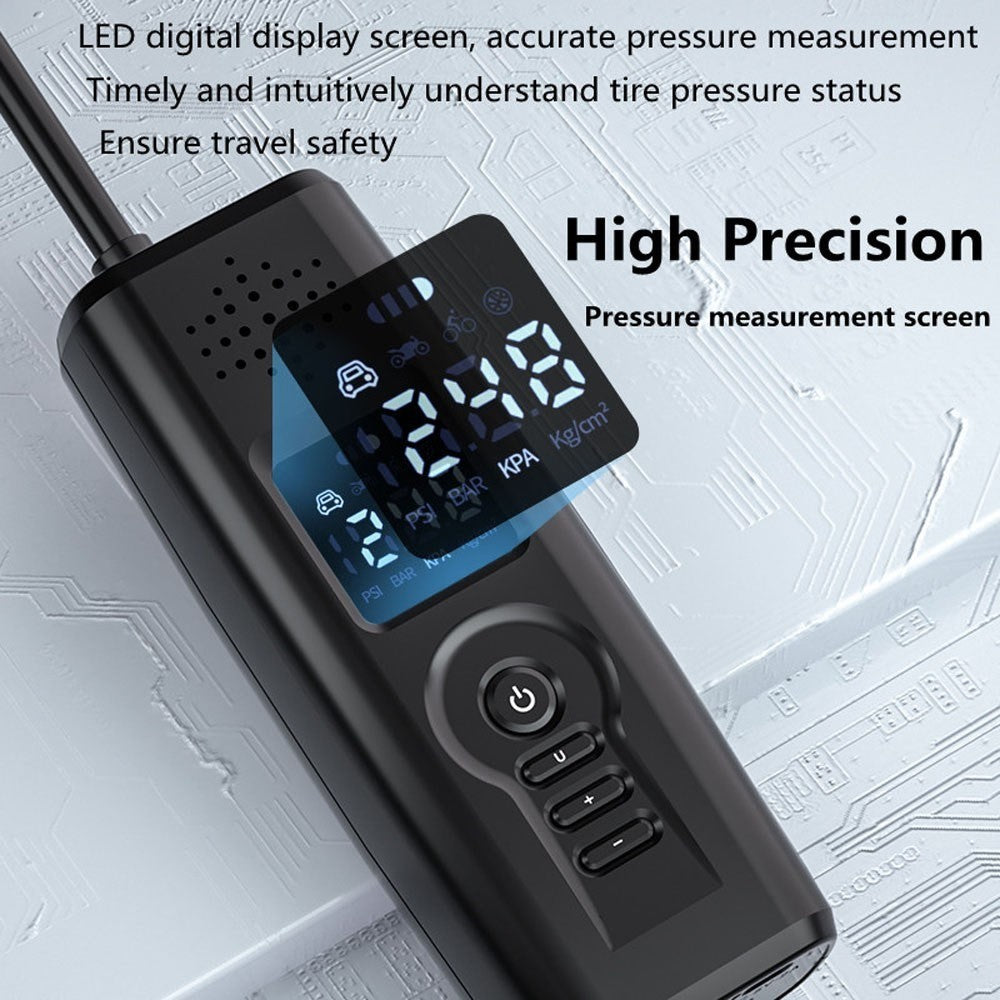 Portable Car Air Pump Intelligent Cordless Air Compressor Large-Capacity Battery 140PSI Electric Tire Inflator Power Bank with SOS Emergency Light for Car Motorcycle Bicycle Tires Balls