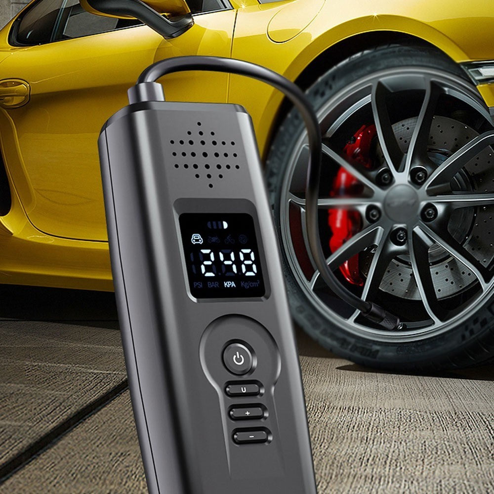 Portable Car Air Pump Intelligent Cordless Air Compressor Large-Capacity Battery 140PSI Electric Tire Inflator Power Bank with SOS Emergency Light for Car Motorcycle Bicycle Tires Balls