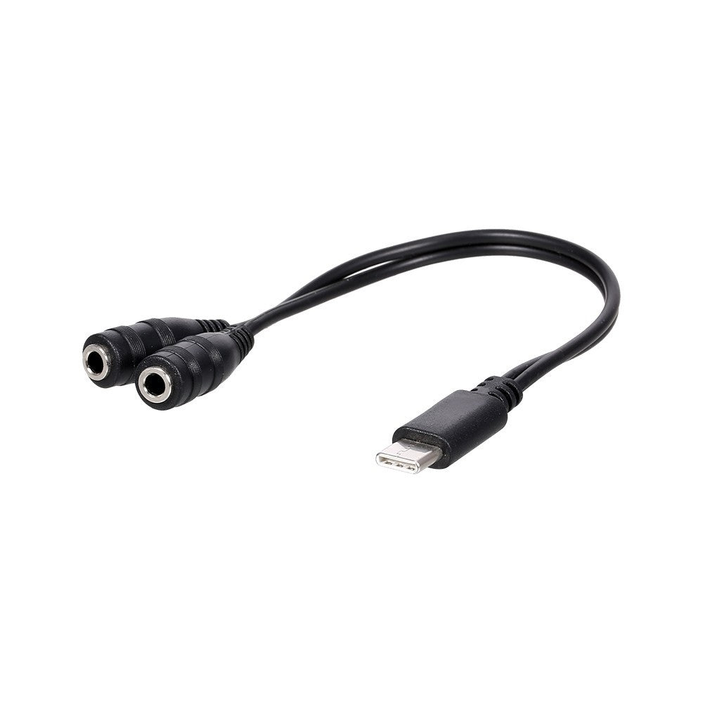 Type-C han til dobbelt 3,5 mm hun hovedtelefonadapterkabel 3,5 mm AUX Audio Splitterkabel
