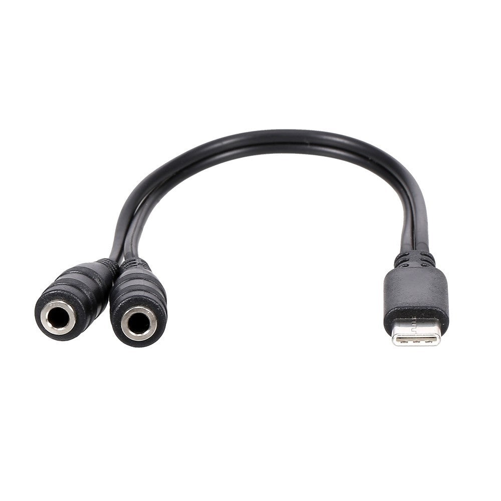 Type-C han til dobbelt 3,5 mm hun hovedtelefonadapterkabel 3,5 mm AUX Audio Splitterkabel