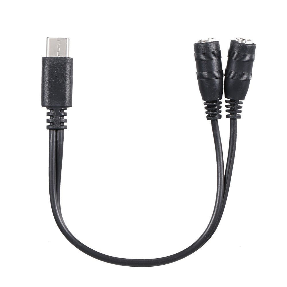 Type-C han til dobbelt 3,5 mm hun hovedtelefonadapterkabel 3,5 mm AUX Audio Splitterkabel