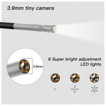 2m Hard Wire Wireless Fidelity Connected Industrial Endoscope Borescope IP67 Waterproof Inspection Camera with Built-in 6pcs Dimmable LEDs 3.9mm Lens 1960*1080 Resolution