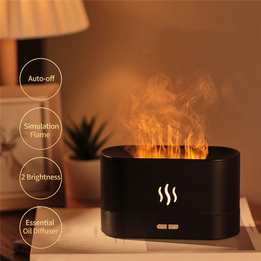 Æstetisk luftfugter og diffuser med flammeeffekt
