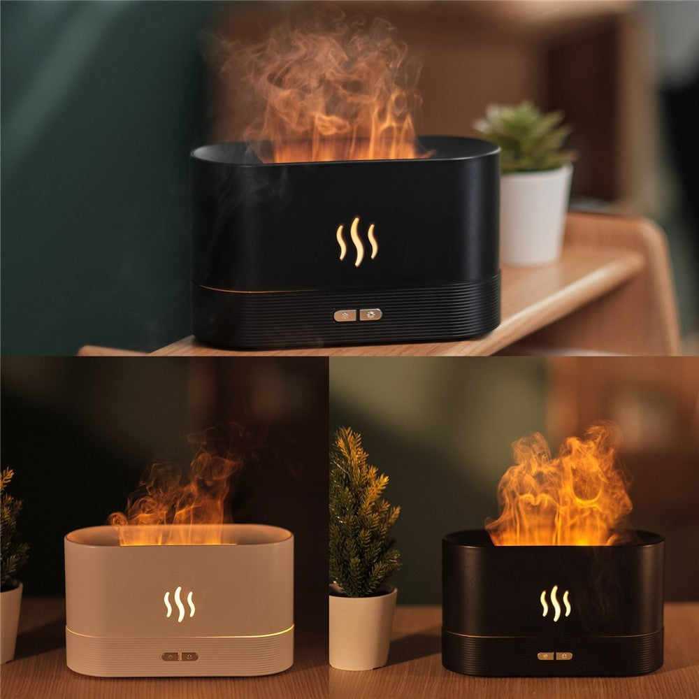 Æstetisk luftfugter og diffuser med flammeeffekt