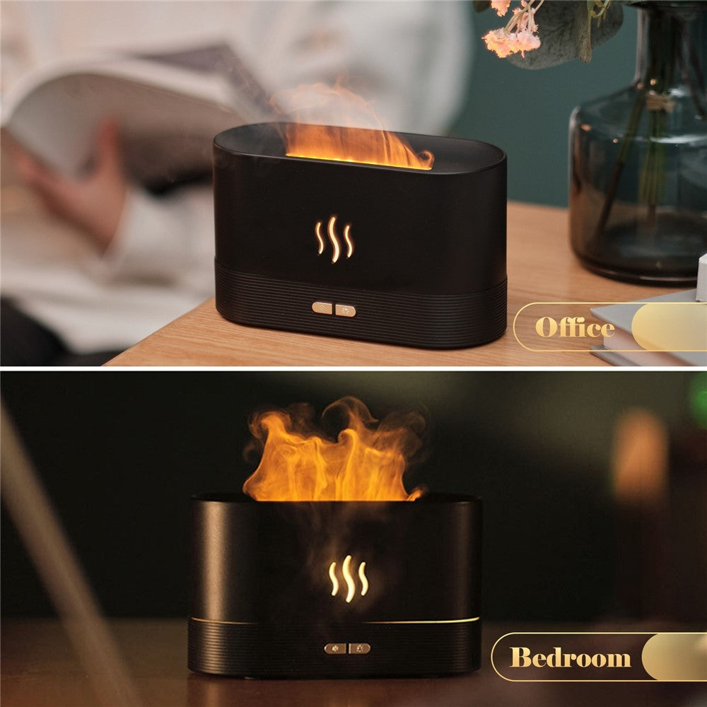 Æstetisk luftfugter og diffuser med flammeeffekt