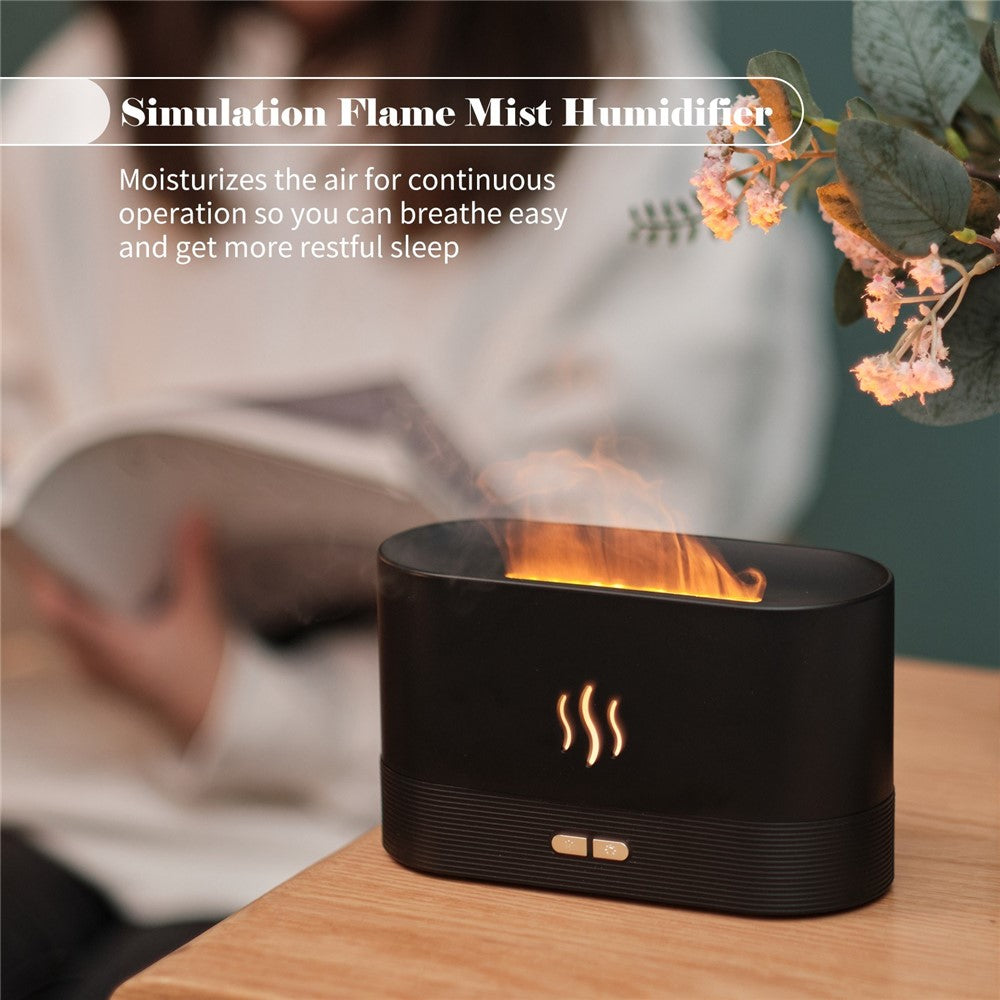 Æstetisk luftfugter og diffuser med flammeeffekt
