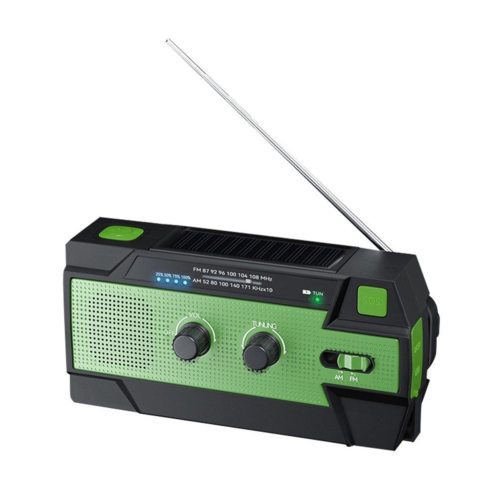 Nødgenerator med håndsving og 4000mAh hånddrevet, bærbar AM/FM solradio med LED lommelygte og SOS-alarmfunktion til udendørs nødsituationer