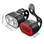 Q3 USB Rechargeable Bike Light Set IPX4 Waterproof Front and Rear Bicycle Lamps for Night Riding, 4+6 Lighting Modes