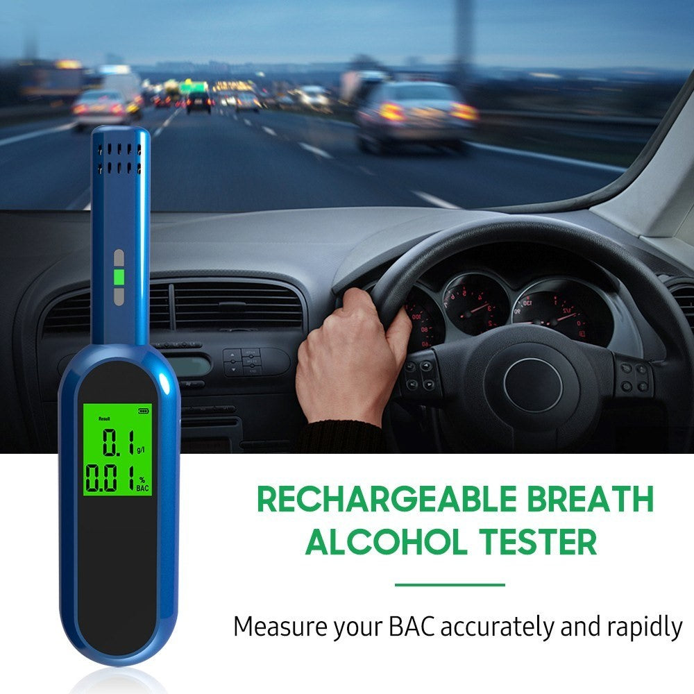 Portable Breath Alcohol Tester with LCD Screen Digital Breathalyzer Blowing Alcohol Tester Handheld Drunk Driving Detection Gauge Battery Powered (No FDA, BPA-Free)